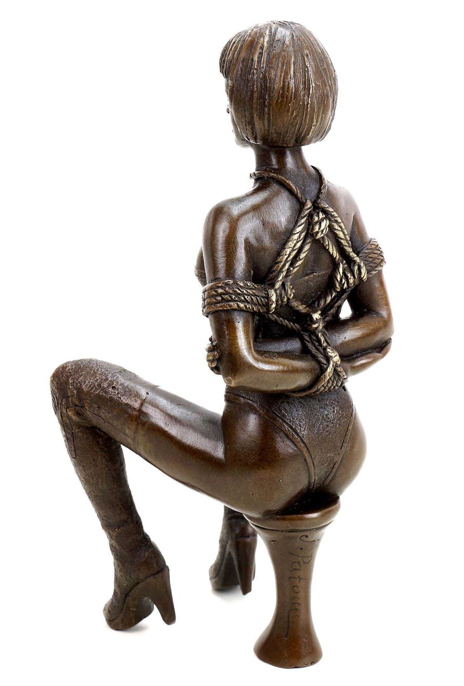 Kunst & Ambiente Erotic Nude - Bondage Girl Gina Bound To A Stool - Patoue Erotic Nudes - Vienna Bronze