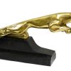 Kunst & Ambiente Huge Sculpture - Big Panther Jumping - Bronze On Marble Base Garden Statues