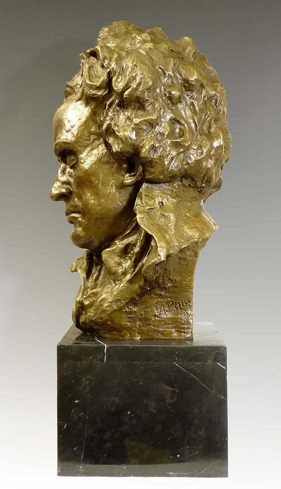 Alfredo Pina Giant Bronze Bust - Ludwig Van Beethoven - Signed A. Pina Garden Statues