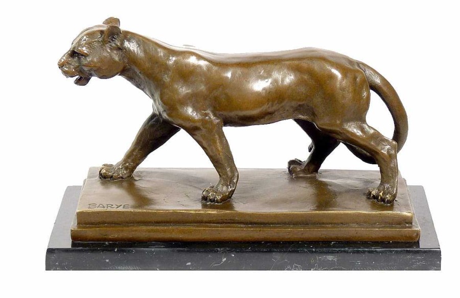 Antoine-Louis Barye Superb Bronze Animal Sculpture - Walking Panther - Signed Barye Animal Sculptures