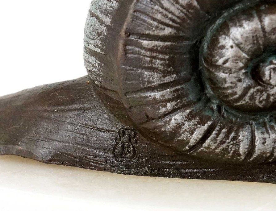 Kunst & Ambiente Vienna Bronze Figure On Marble Bowl - Female Nude On A Snail Erotic Nudes - Vienna Bronze