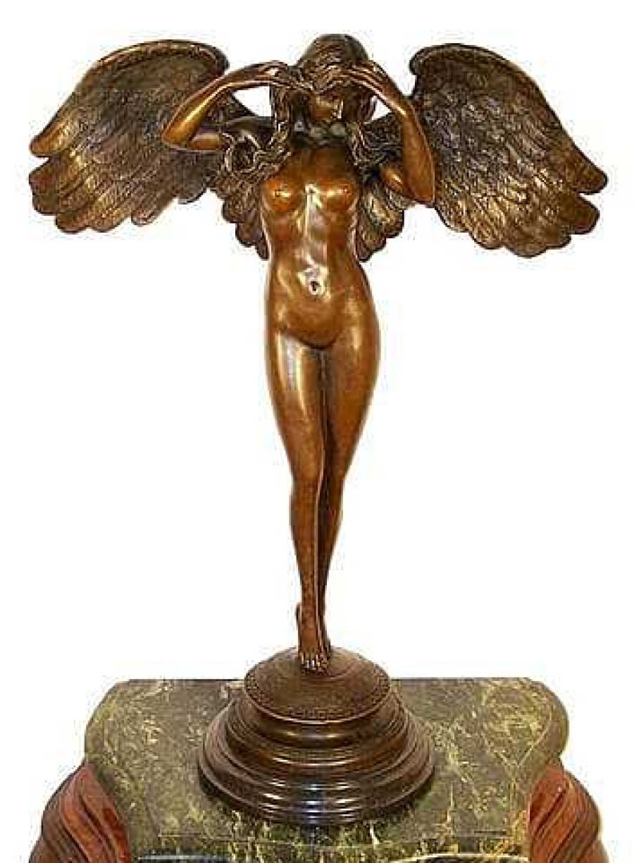 Adolph Alexander Weinman Large Erotic Angel Woman On Marble Base Signed A.A. Weinman Erotic Nudes - Vienna Bronze