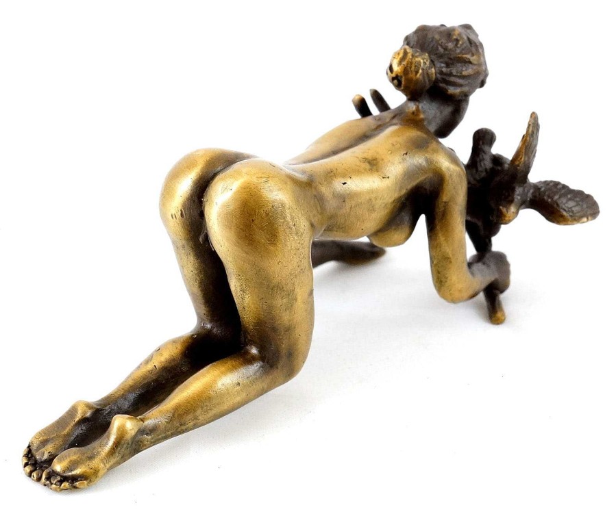 Franz Bergmann Bronze Figure - Faun Seduces A Maid - Bergmann-Stamp - 2 Pieces Erotic Nudes - Vienna Bronze