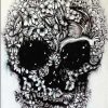 Kunst & Ambiente Flower Skull Black And White - Modern Acrylic Painting - Martin Klein Acrylic Painting