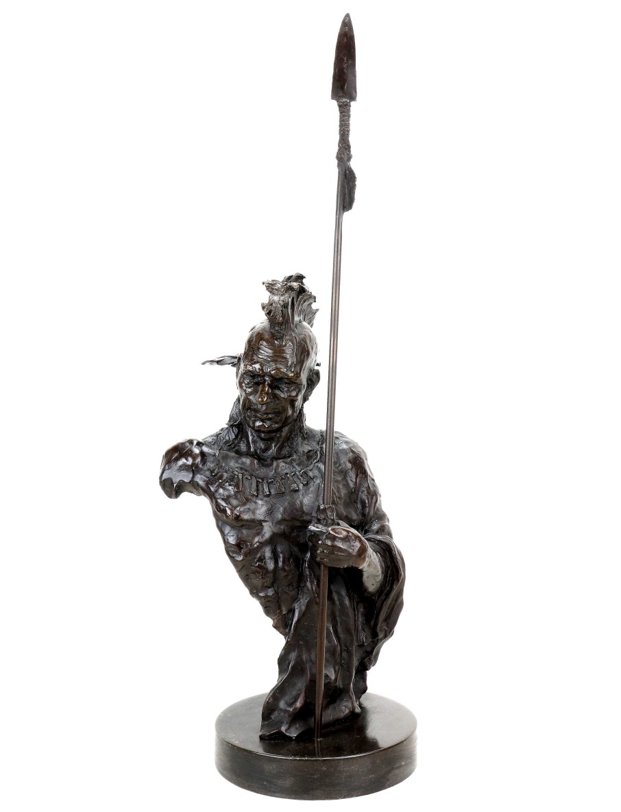 Kunst & Ambiente Limited Indian Sculpture - Iroquois - Indian Bronze Warrior Military Statues