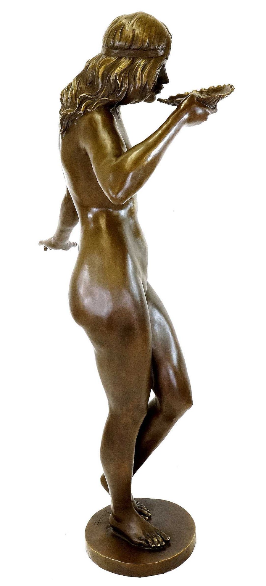 Edward McCartan Girl Drinking From A Shell - Art Nouveau Bronze - E. Mccartan Art Nouveau Statues