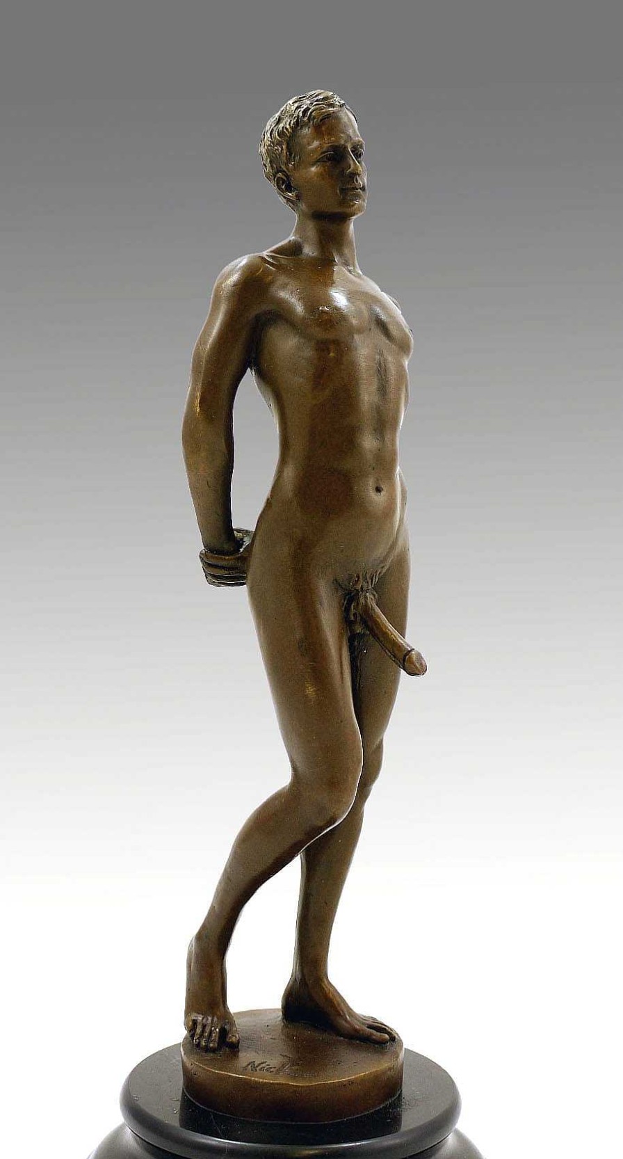 Kunst & Ambiente Erotic Bronze - Standing Man With Erected Phallus - By M. Nick Erotic Nudes - Vienna Bronze