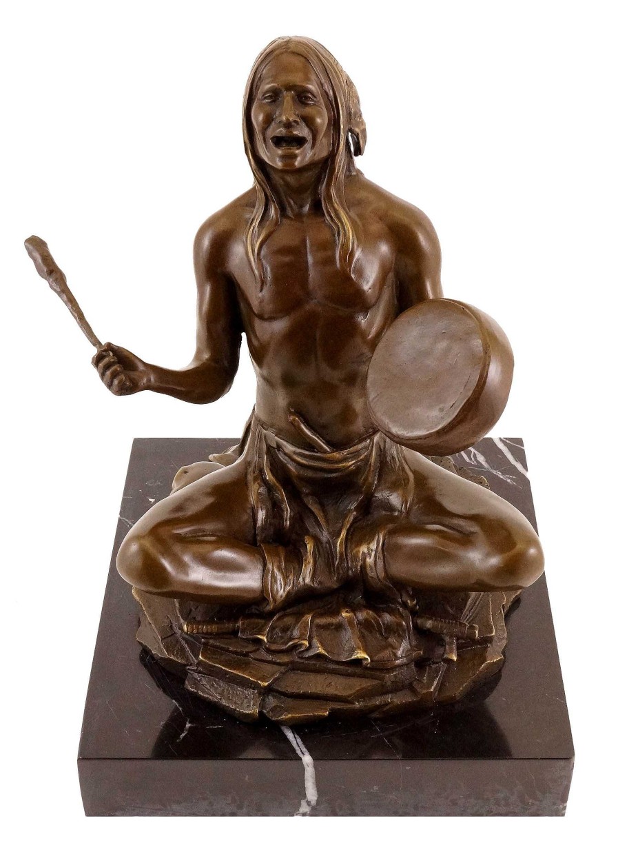 Carl Kauba Carl Kauba - Indian With Drum - Bronze Figure - Signed Military Statues