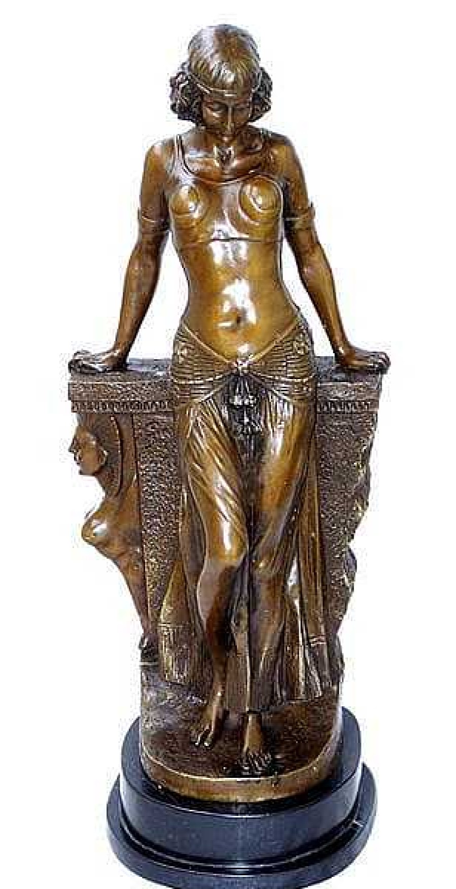 Miguel Fernando Lopez (Milo) Art Deco Bronze Egyptian Girl On Marblebase Signed Milo Erotic Nudes - Vienna Bronze