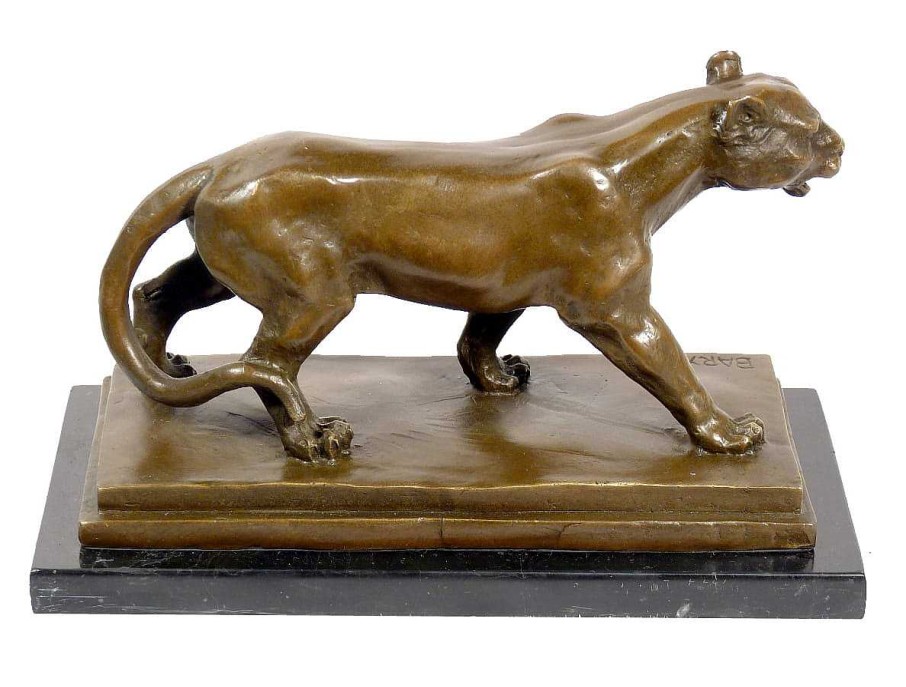 Antoine-Louis Barye Superb Bronze Animal Sculpture - Walking Panther - Signed Barye Animal Sculptures