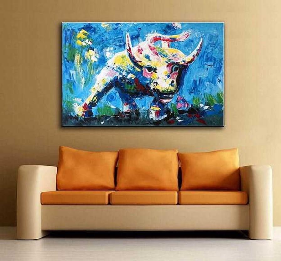 Kunst & Ambiente Bull Goes Wild - Abstract Bull - Acrylic Painting On Canvas Acrylic Painting