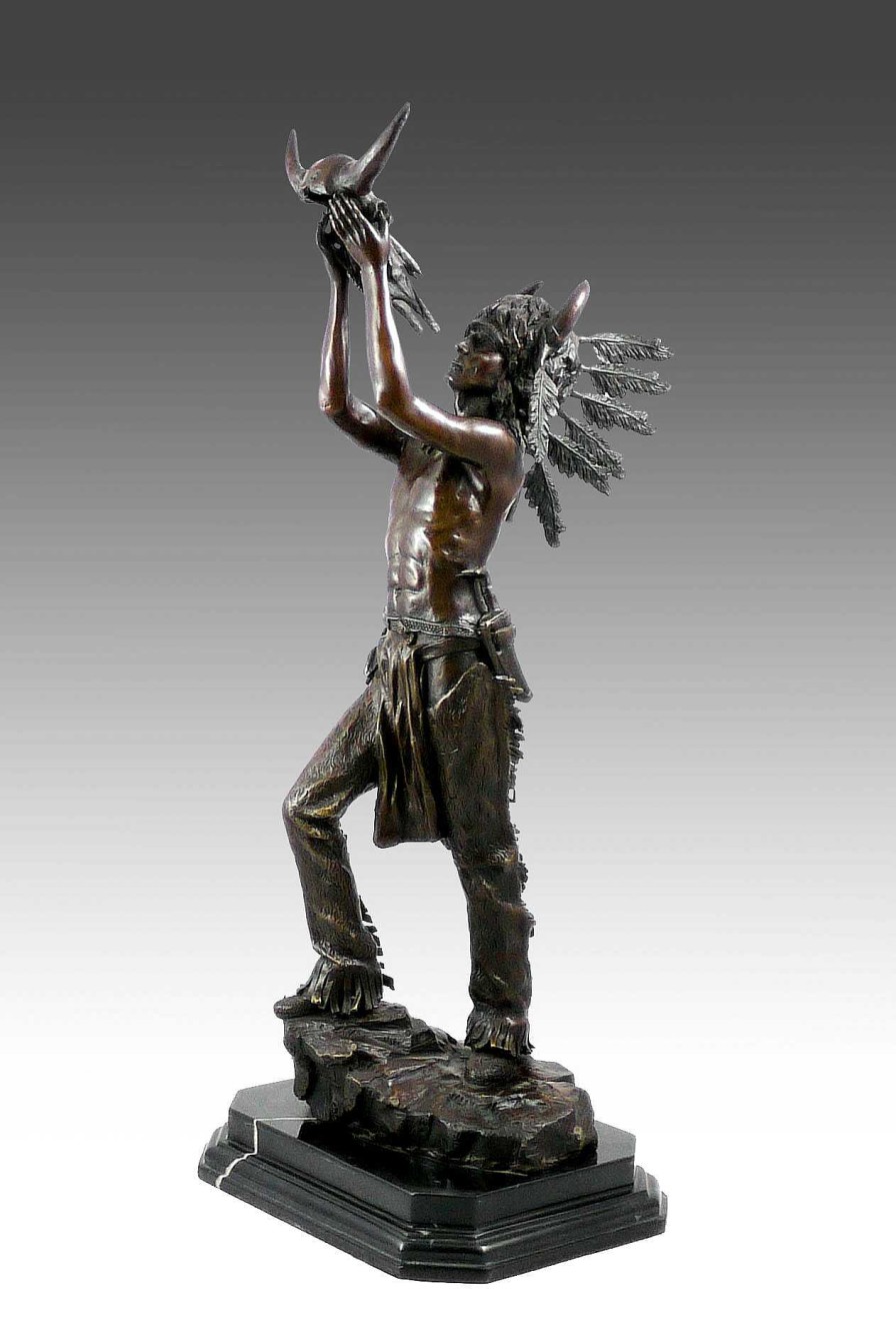 Carl Kauba Bronze Sculpture - Native American Chieftain - From Carl Kauba Greek Statues