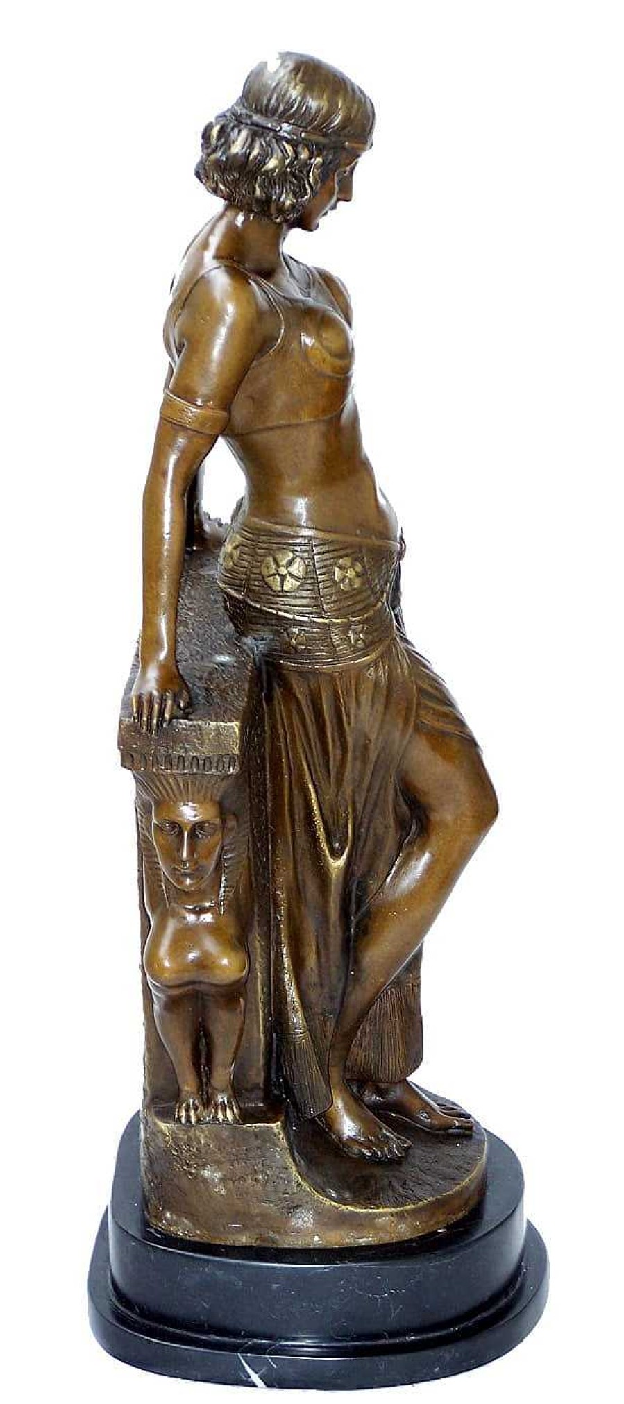 Miguel Fernando Lopez (Milo) Art Deco Bronze Egyptian Girl On Marblebase Signed Milo Art Deco Figurines