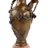 Auguste Moreau Bronze Art Nouveau Vase - Signed Moreau - Erotic Nude Art Nouveau Statues