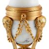 Kunst & Ambiente Faberge Egg - White Marble/Bronze With Gold Leaf, Peter Faberge Art Nouveau Statues