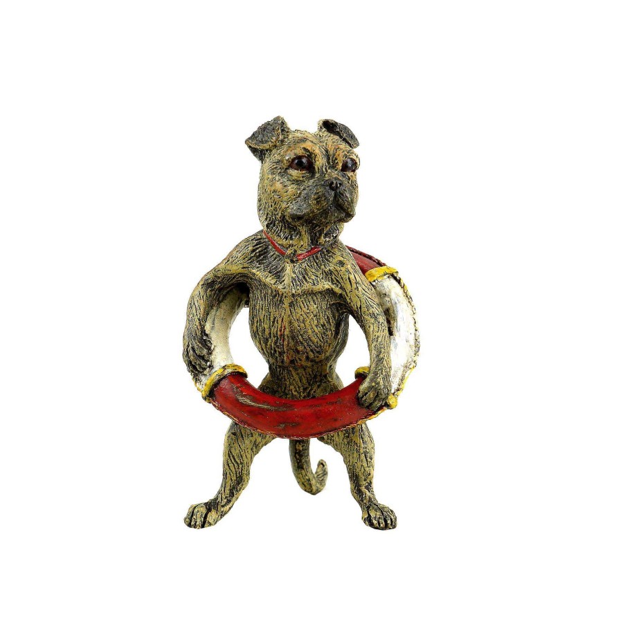 Franz Bergmann Pug With Lifebelt - Vienna Bronze - Stamped - Dog Figurine Erotic Nudes - Vienna Bronze