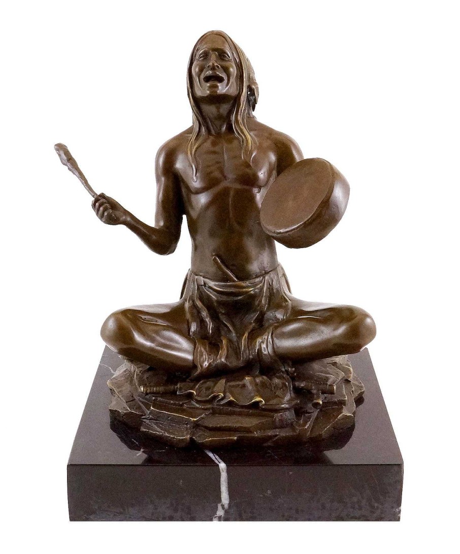 Carl Kauba Carl Kauba - Indian With Drum - Bronze Figure - Signed Greek Statues