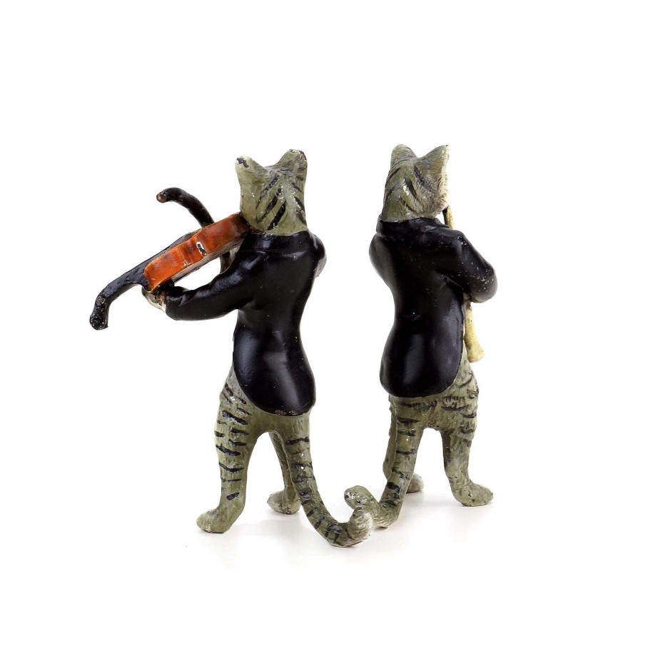 Franz Bergmann Band Of Cats - Vienna Bronze - Six-Piece - Cat Figurines - Group Erotic Nudes - Vienna Bronze