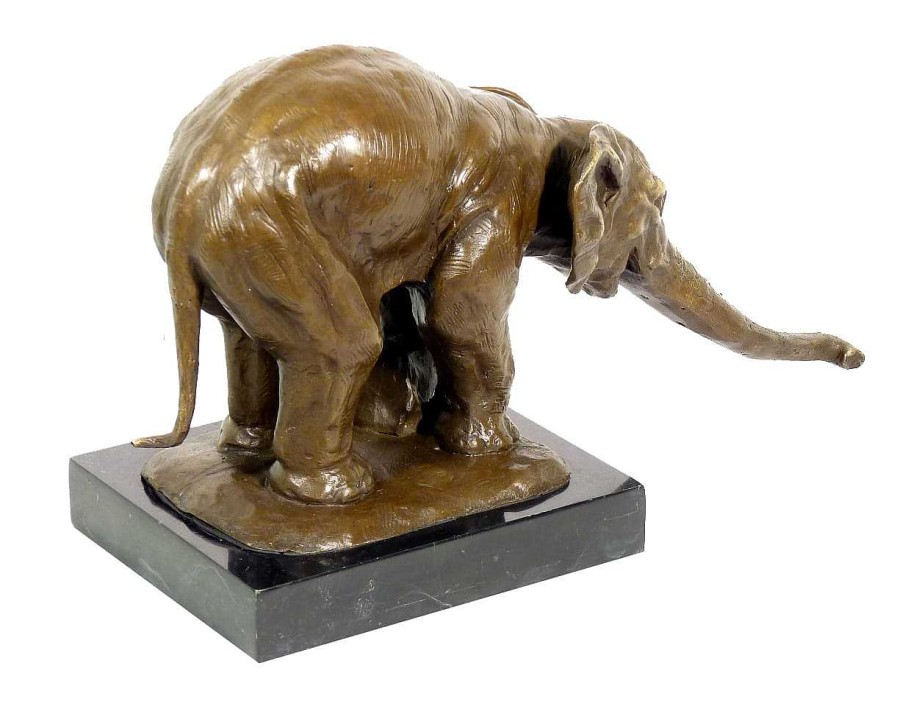 Rembrandt Bugatti Lifelike Animal Bronze - Elephant Begging - Signed Bugatti Animal Sculptures