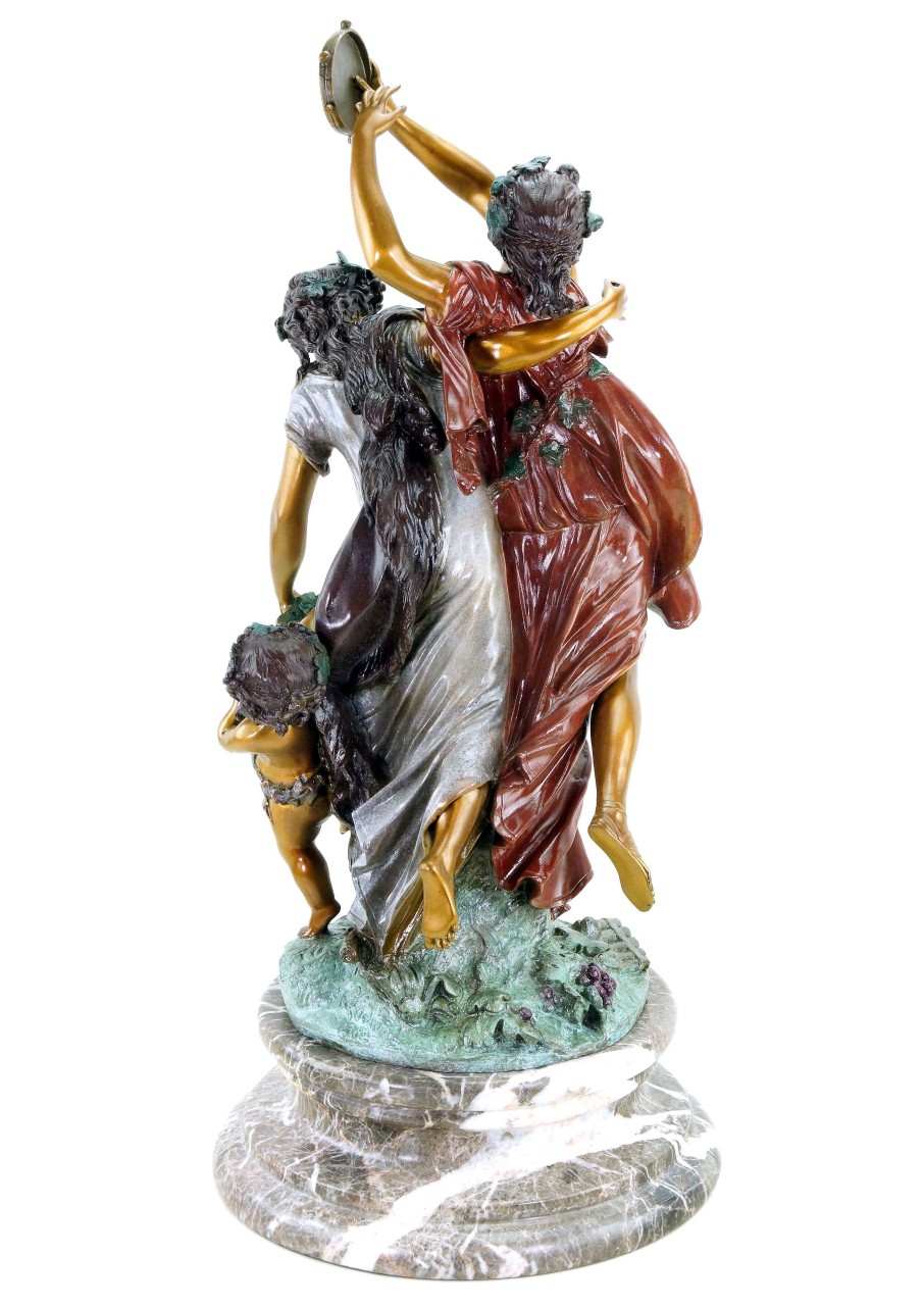 Kunst & Ambiente Bacchanal According To Clodion - Signed Bronze Statue In Rococo Style Greek Statues