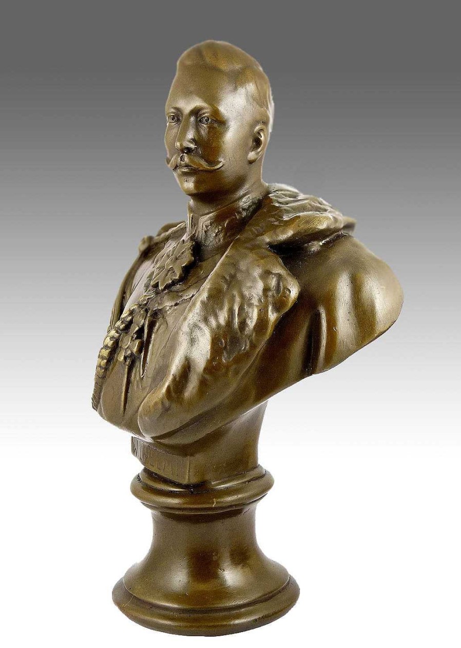 Kunst & Ambiente William Ii. - German Emperor Bronze Bust Statue Signed Military Statues