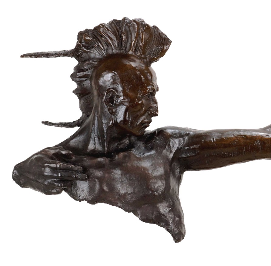 Frederic Remington Indian With Bow - Iroquois - Indian Bronze Warrior - Remington Military Statues