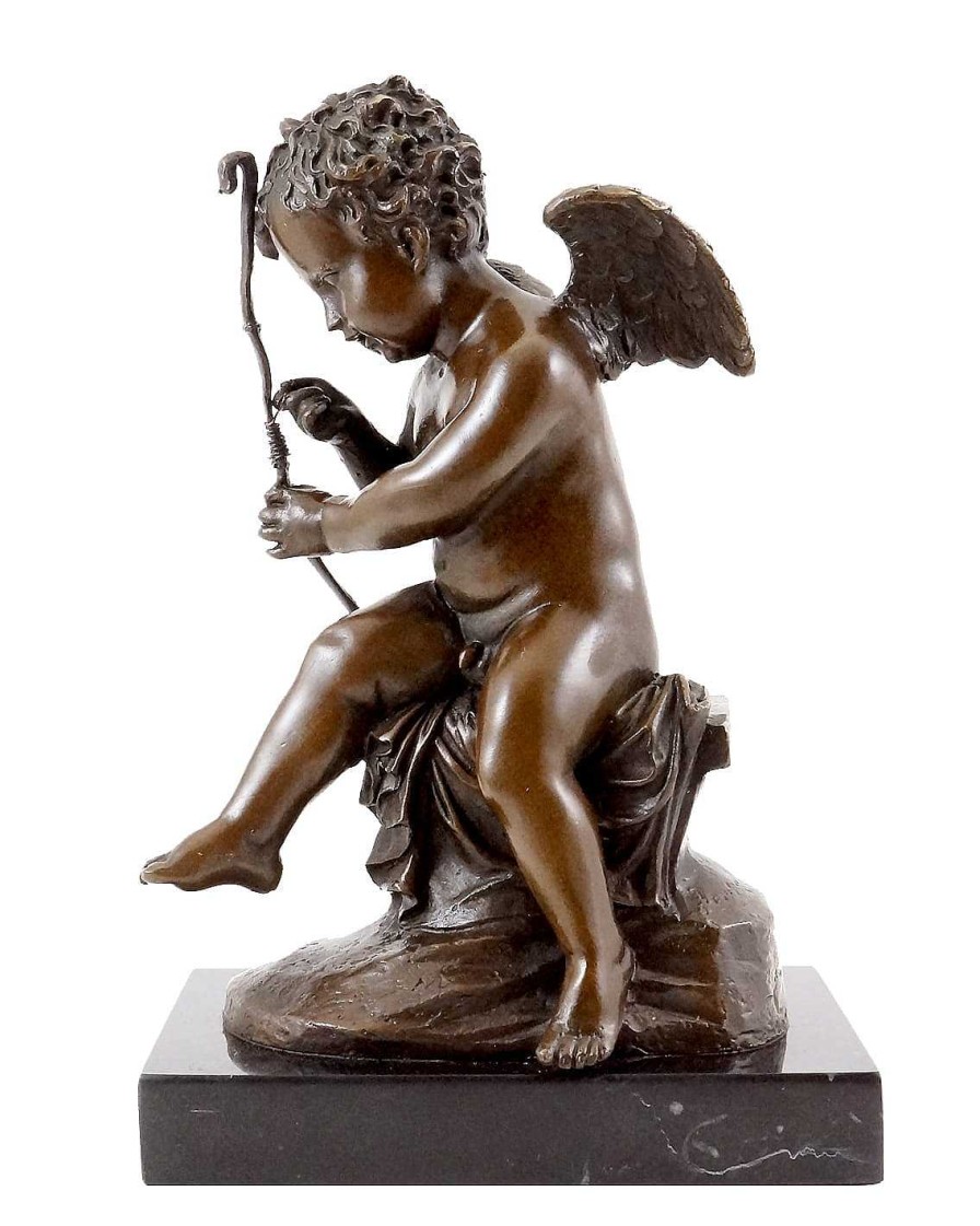 Kunst & Ambiente Bronze Figure - Cupid Stringing His Bow - Sign. Charles Louchet Art Deco Figurines