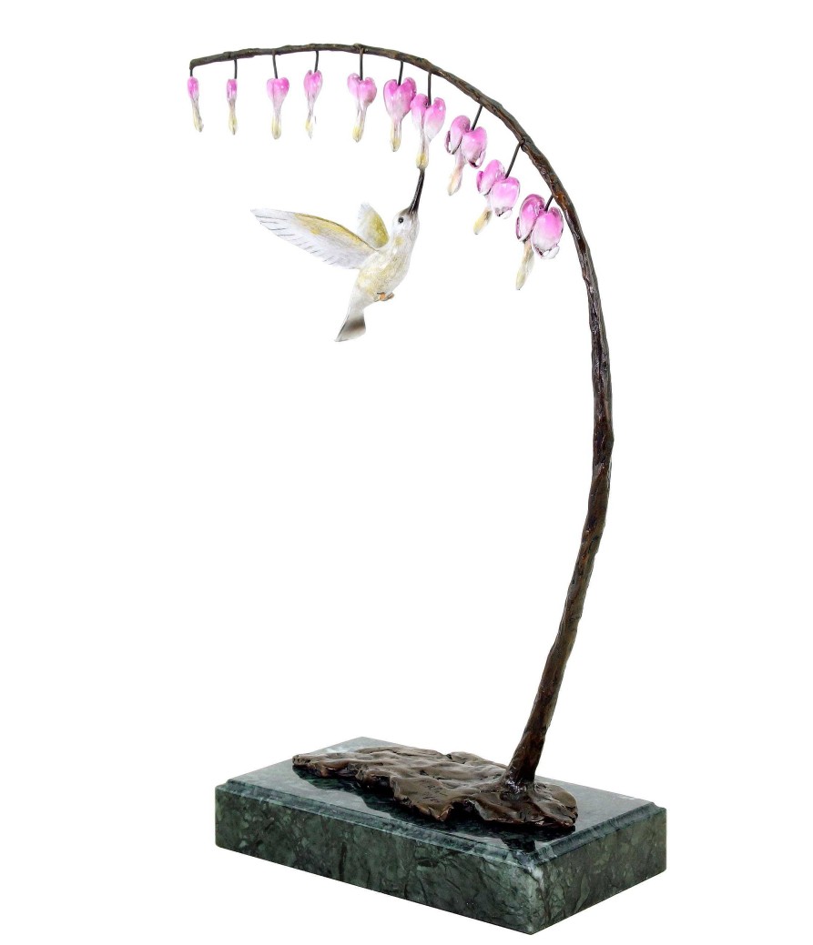 Martin Klein Bird Bronze Hummingbird At Bud - Limited Bronze Sculpture - Animal Statue Contemporary Art