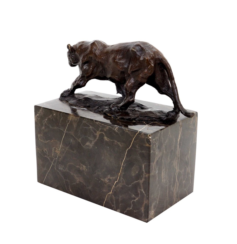 Rembrandt Bugatti Walking Panther (1904) - Signed Bugatti - Bronze Animal Figurine Animal Sculptures