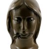 Otto Gutfreund Bronze Head - Girl With Rose - Signed By Otto Gutfreund Contemporary Art