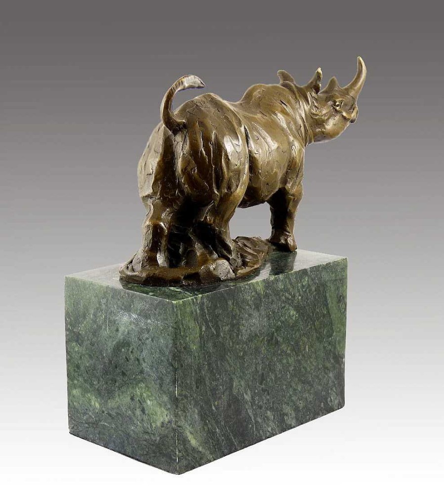 Miguel Fernando Lopez (Milo) Authentic Bronze Sculpture - Rhinoceros - Created By Milo Animal Sculptures