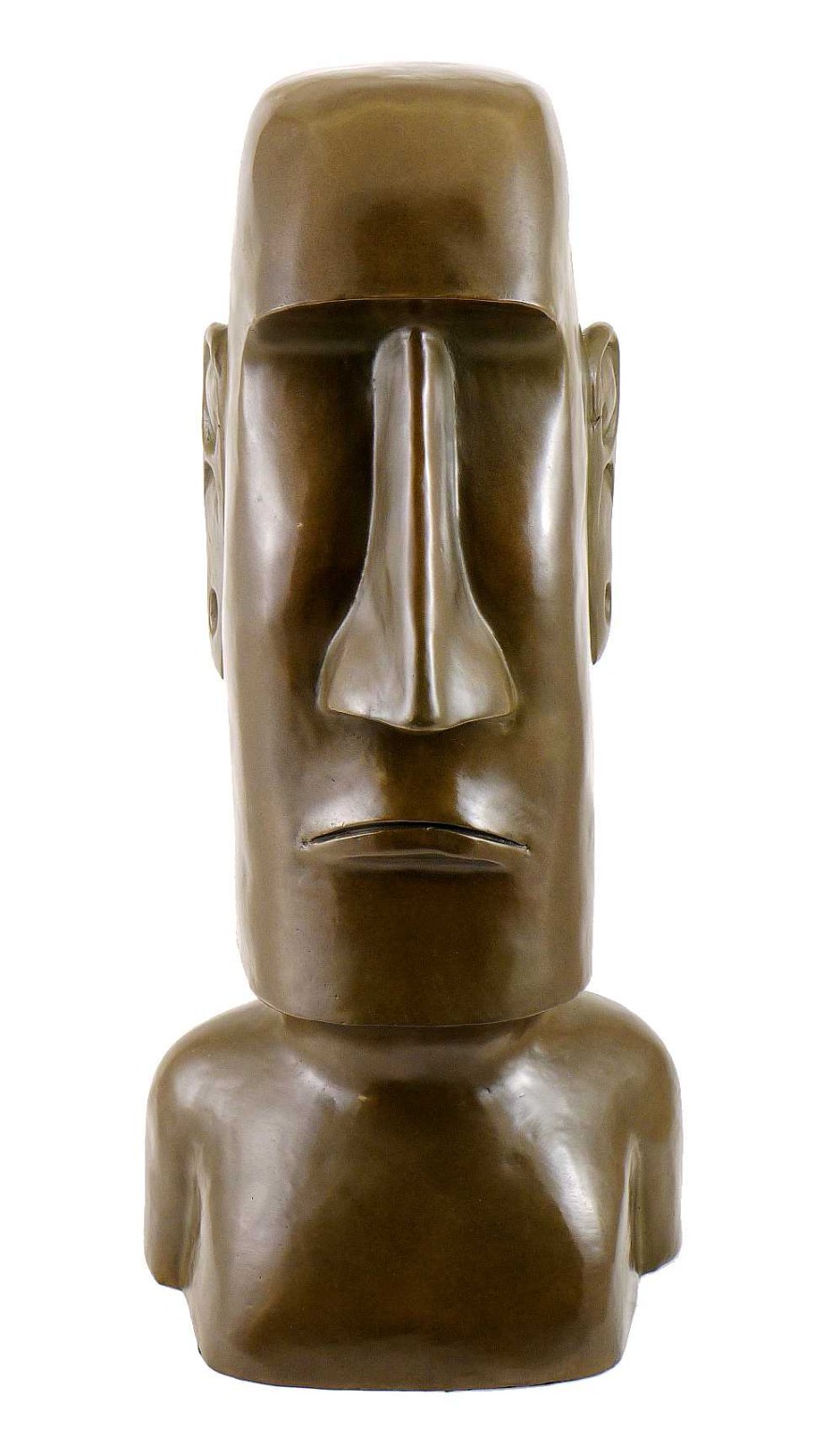 Miguel Fernando Lopez (Milo) Bronze Figure - Moai Head On Easter Island - Sign. Milo Contemporary Art