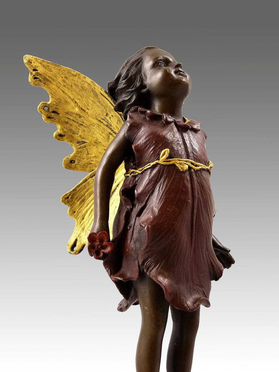 Miguel Fernando Lopez (Milo) Lovely Bronze Figure - Standing Fairy Elfin - Signed Milo Greek Statues