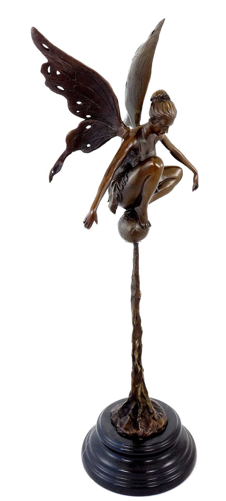 Kunst & Ambiente Fairy Bronze - Playing Bronze Fairy - Sign. Cesaro Art Nouveau Statues