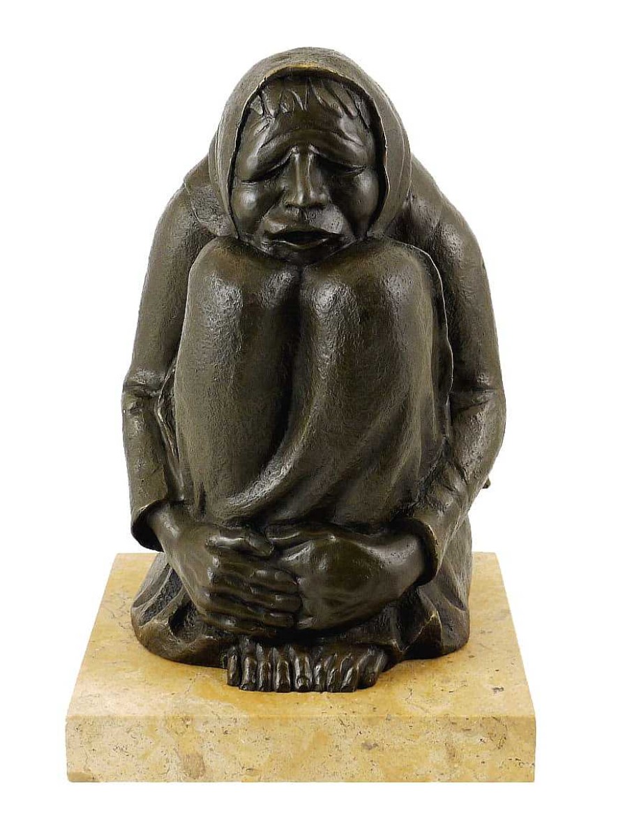 Ernst Barlach Modern Bronze Figure - Freezing Crone (1937) - Ernst Barlach Contemporary Art