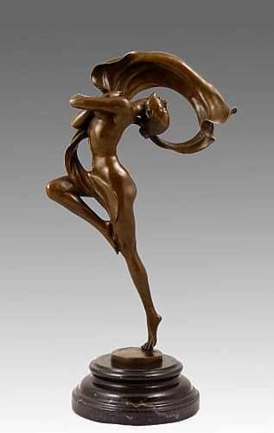 Kunst & Ambiente Beautiful Art Nouveau Nude Bronze Dancer From F. Pompon Art Nouveau Statues