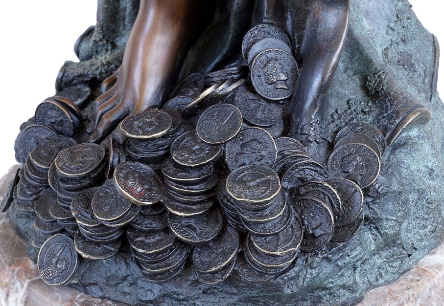 Kunst & Ambiente Bronze Goddess Of Luck Fortuna With A Cornucopia - Signed Cesaro Greek Statues