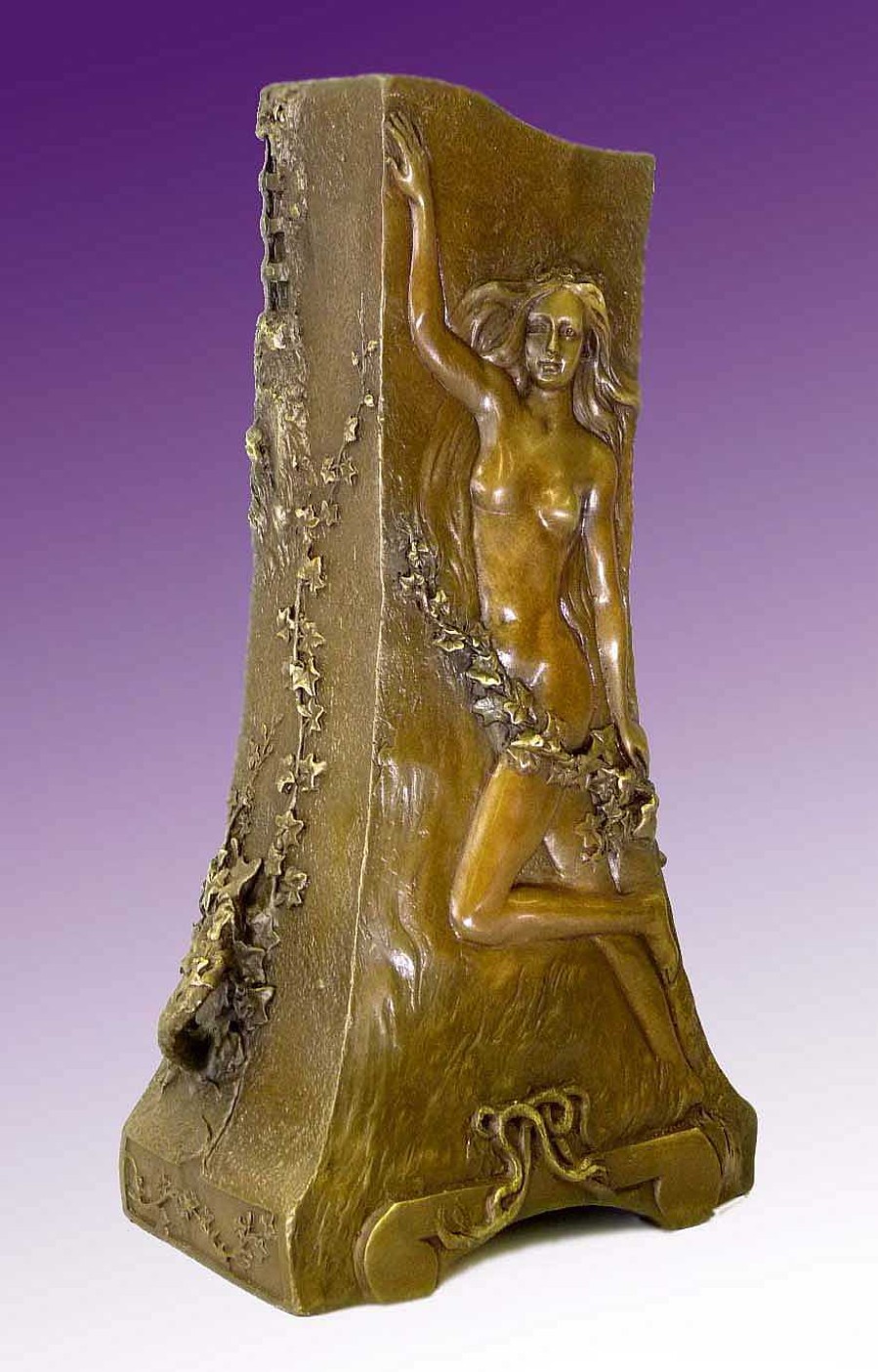 Kunst & Ambiente Art Nouveau Bronze - Vase With Nudes - Signed G. Flamand Art Nouveau Statues