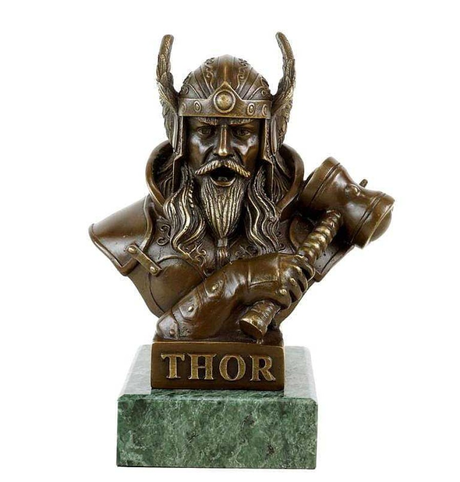 Kunst & Ambiente Thor Bronze Bust - God Of Thunder - Bronze Viking Figurine - Signed New Products