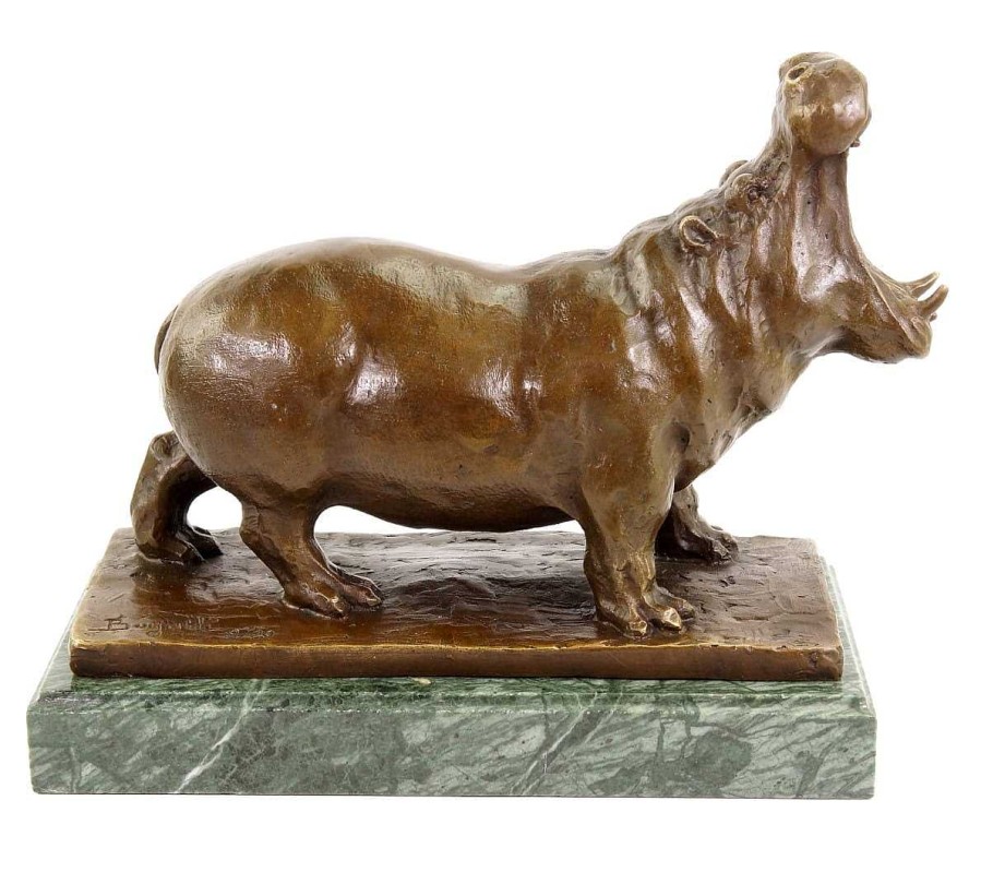 Rembrandt Bugatti Yawning Hippopotamus - Bronze Sculpture By Rembrandt Bugatti Animal Sculptures