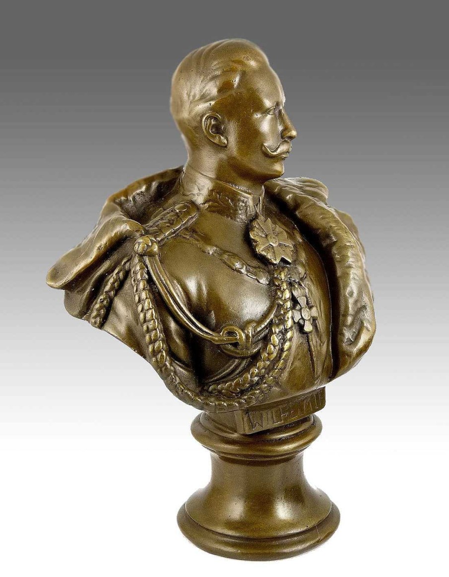 Kunst & Ambiente William Ii. - German Emperor Bronze Bust Statue Signed Military Statues