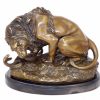 Antoine-Louis Barye Lion Fights Against A Snake - Bronze Sculpture Signed A. Barye Animal Sculptures