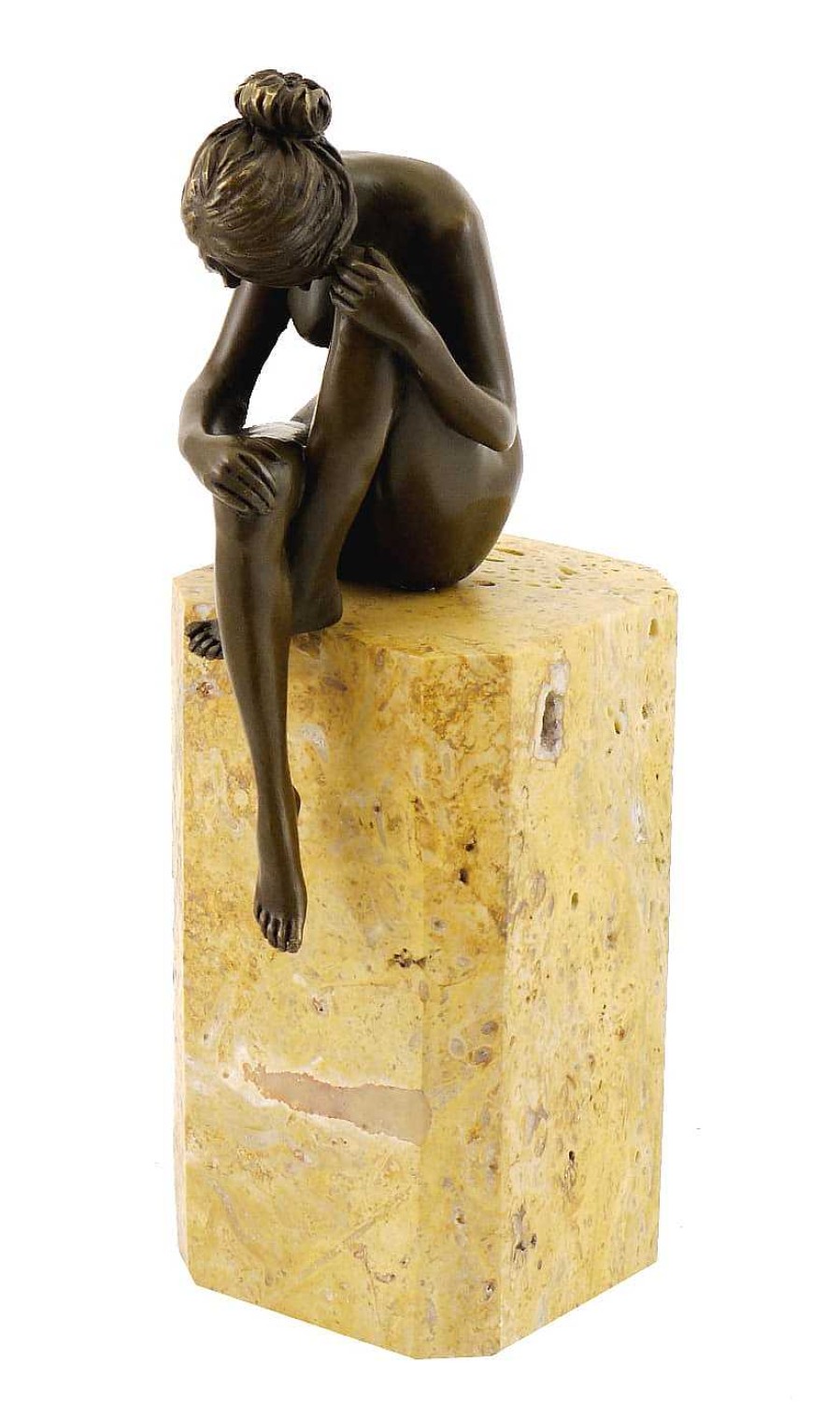 Miguel Fernando Lopez (Milo) Bronze Statue - Woman Deep In Thought - On Marble Signed Milo Contemporary Art