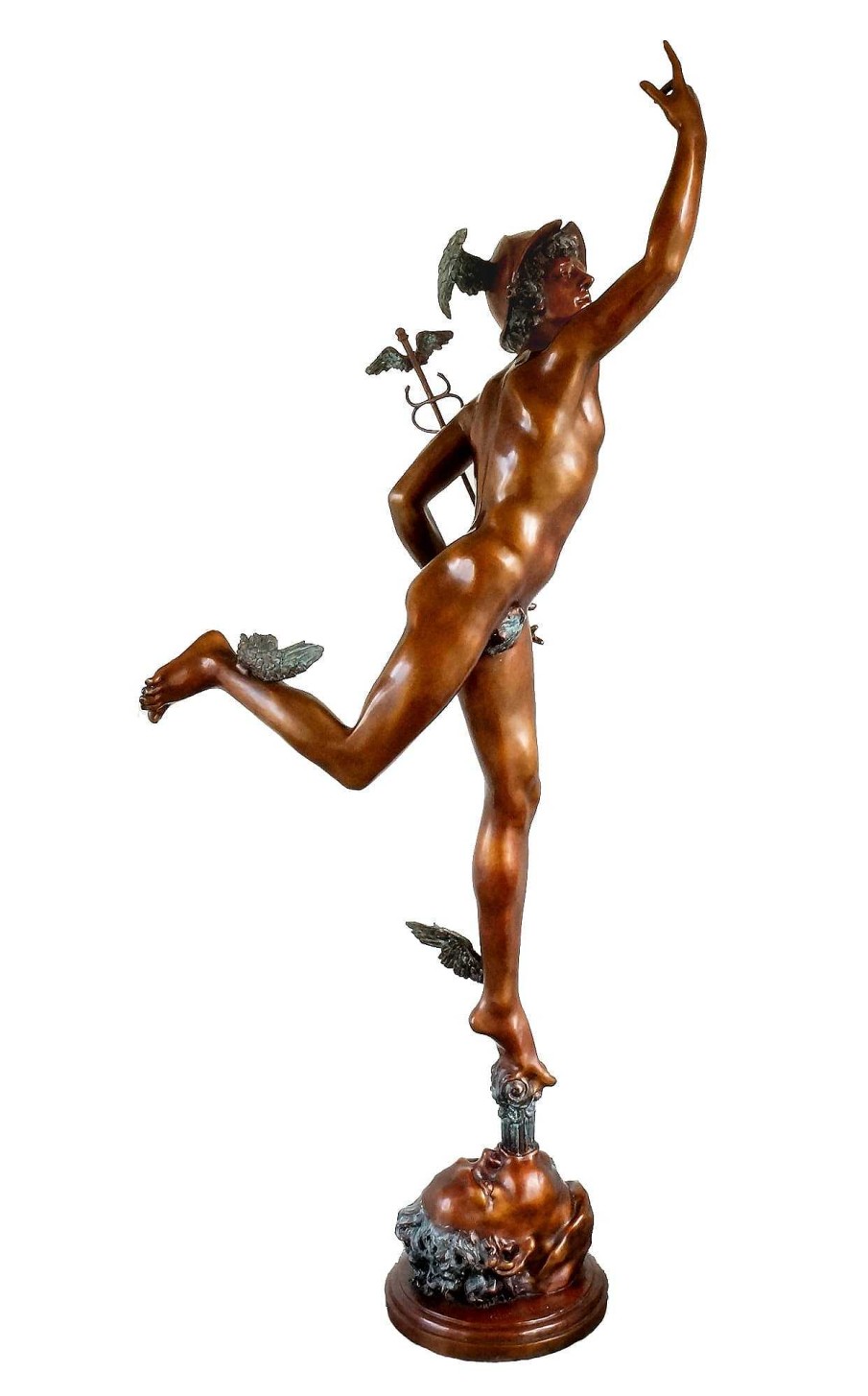 Kunst & Ambiente Hermes - Messenger Of The Gods - Bronze - Signed Giambologna Garden Statues