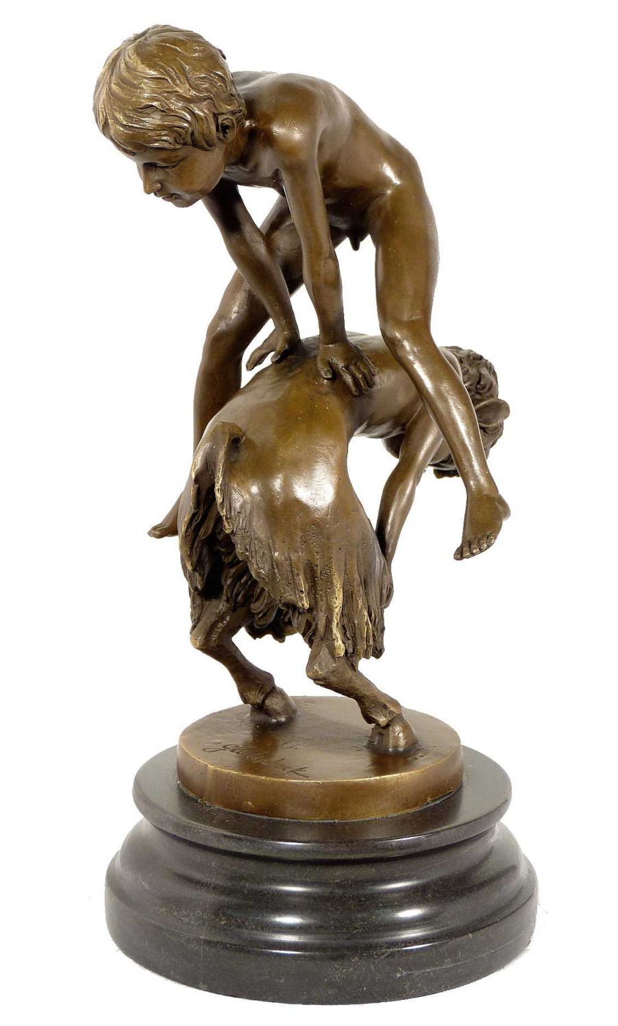 Kunst & Ambiente Perfect Art Nouveau Bronze Statue - The Leapfrog - Signed Art Nouveau Statues