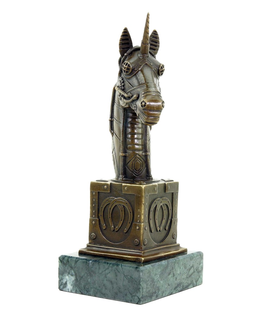 Martin Klein Steampunk Figurine - Unicorn Bust - Limited Bronze By Martin Klein Contemporary Art