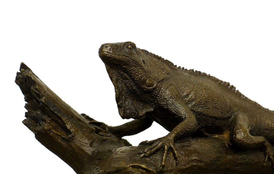 Miguel Fernando Lopez (Milo) Iguana On A Branch - Modern Animal Sculpture - Signed Milo Animal Sculptures