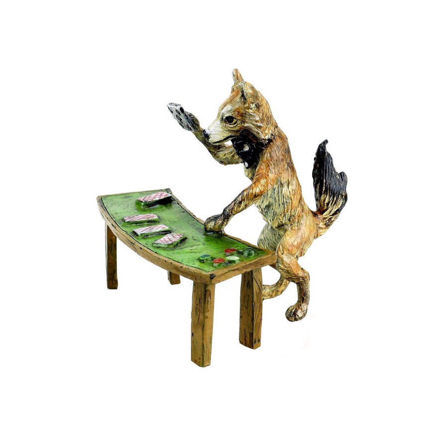 Franz Bergmann Vienna Bronze - Fox Figurine - Card Player - Hand-Painted - Stamped Erotic Nudes - Vienna Bronze