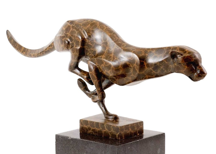 Miguel Fernando Lopez (Milo) Animal Sculpture - Cheetah - High-Grade Bronze - Sign. Milo Animal Sculptures