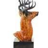 Kunst & Ambiente Tall Deer / Stag Bust - Bronze Figurine On Marble - Signed Bonheur Animal Sculptures